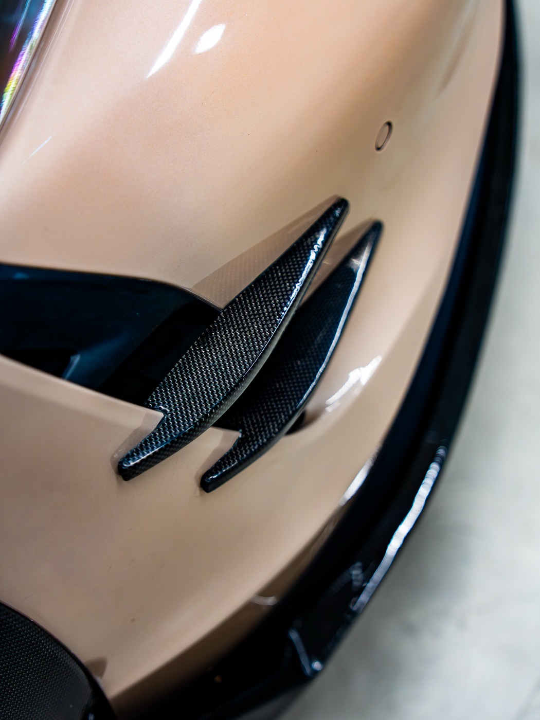Porsche Taycan front splitter and intake detail